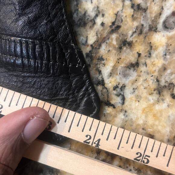 Leather Works Genuine Leather Motorcycle Biker Vest Size 42 Black Patches Men - Picture 6 of 9